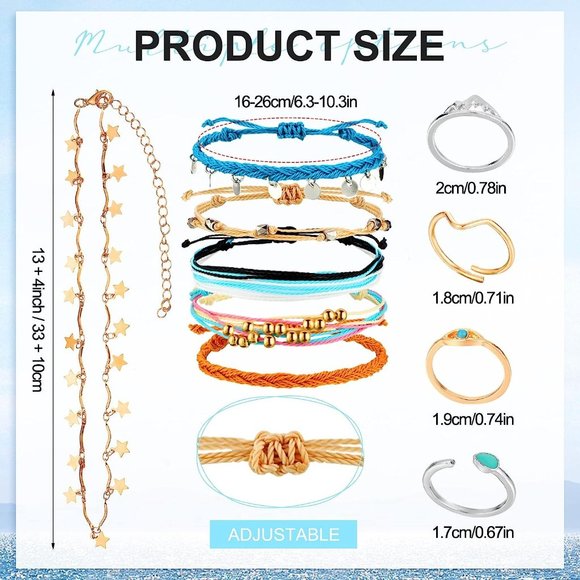 NEW 60 Pcs Surfer Wave Strand Bracelet Summer Layered Choker Pendant Nec… - Picture 5 of 7